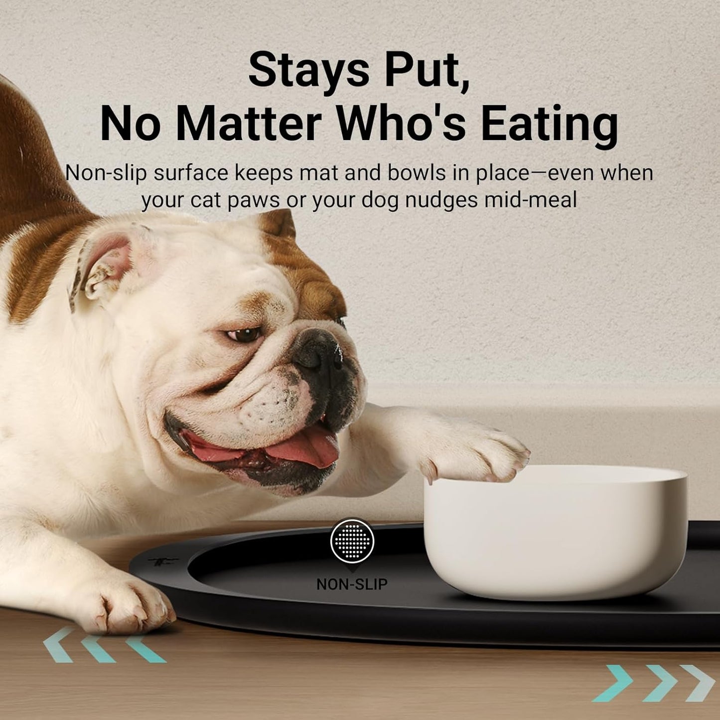 DownyPaws Dog Food Mats for Floors Waterproof, BPA Free Silicone Dog Bowl Mat, Non-Slip Pet Feeding Mat with High Raised Edge, Cat Placemat for Messy Drinkers, 18"×12.5", Black