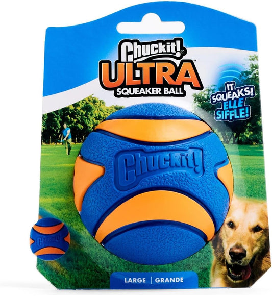 Chuckit! Ultra Squeaker Ball Dog Toy, Large (3 Inch) 1 Pack, for Large Breeds