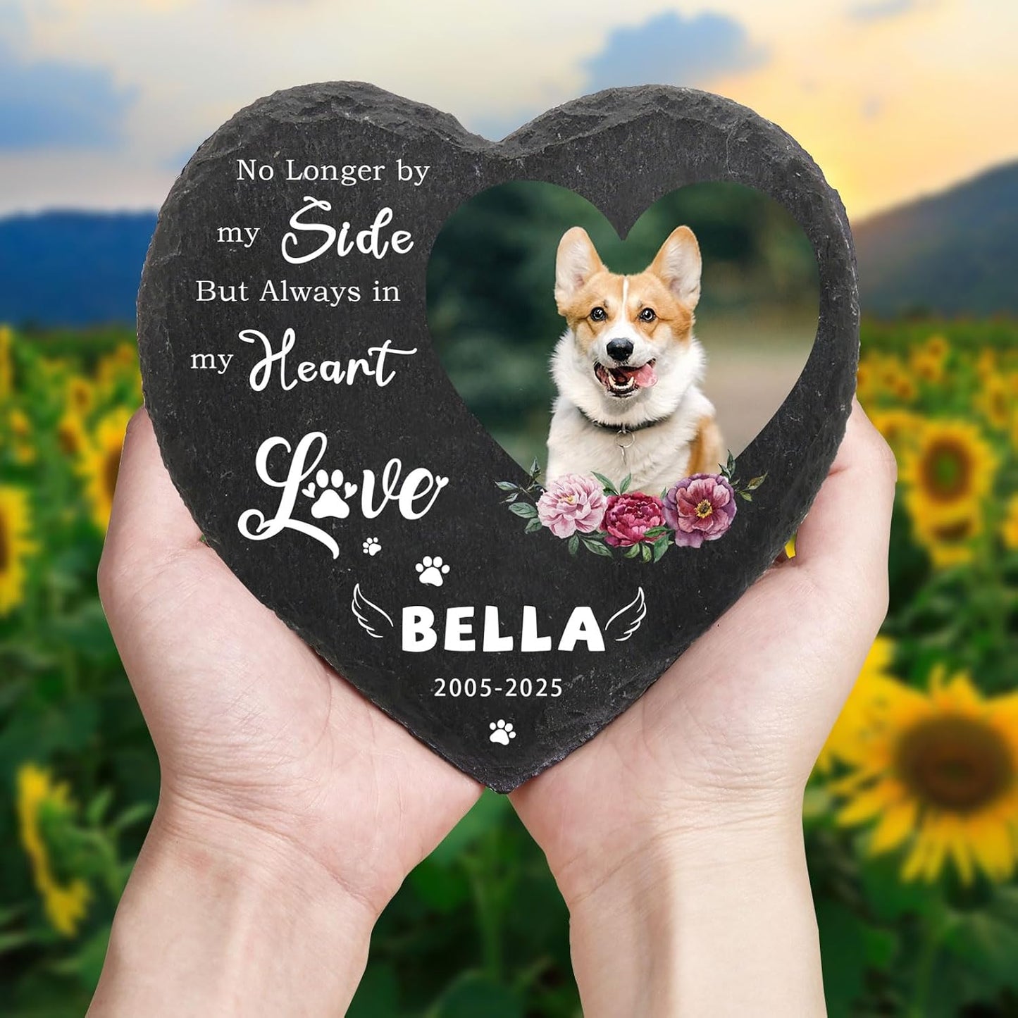 Dog Memorial Gifts for Loss of Dog Cat,Personalized Pet Memorial Stone with Photo Name,Custom Pet Remembrance Gifts,Cat Memorial Sympathy Gift,Dog Passing Away Gifts,Memorial Plaques for Dogs