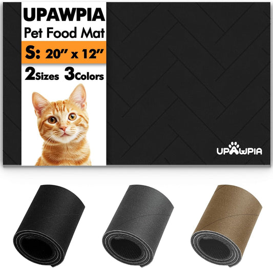 Pet Food Mat Absorbent Cat Food Mat Dog Mat for Food and Water Quick Dry No Stains Dog Feeding Mat Placemat for Messy Drinkers Cat Food Mats for Indoor Cats Bowl Mat Pet Supplies 12"X20" Black