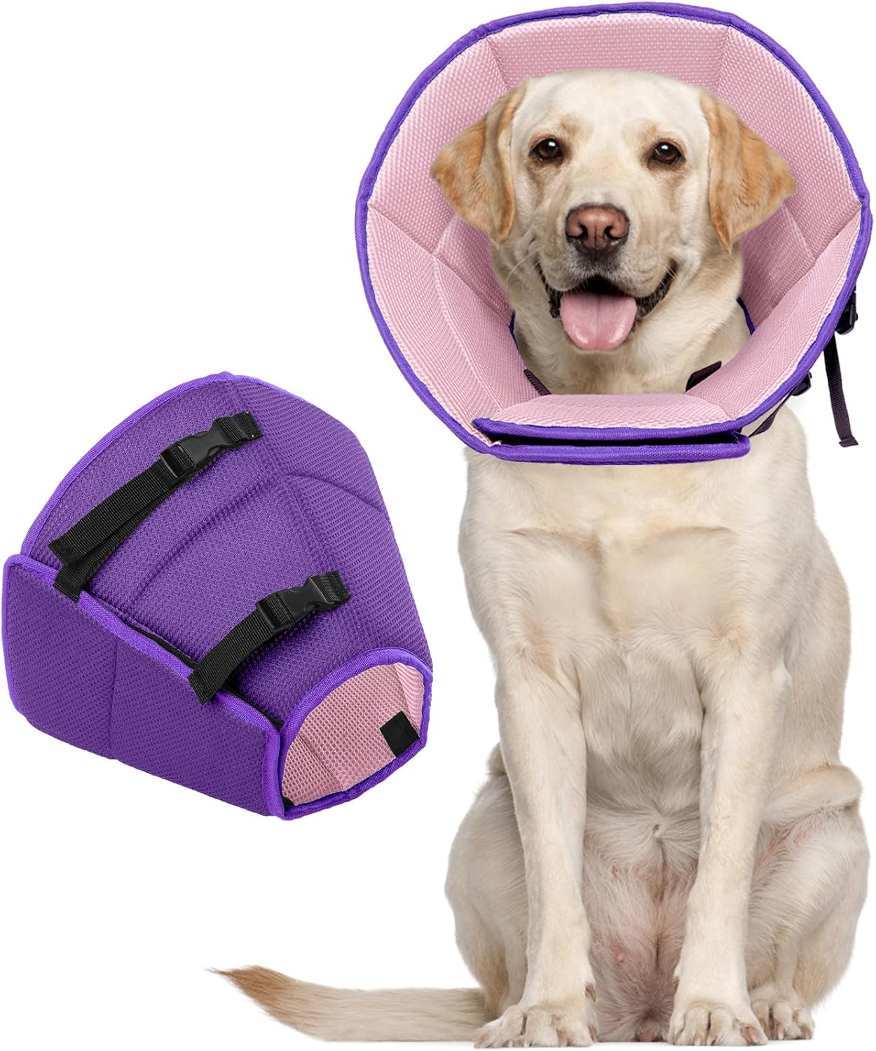 Dog Cone for Large Dogs After Surgery, Soft Dog Cone Collar for Dogs to Stop Licking, Adjustable Comfy E-Collar Alternative Lightweight Post-Surgery Recovery Elizabethan Collar for Pet