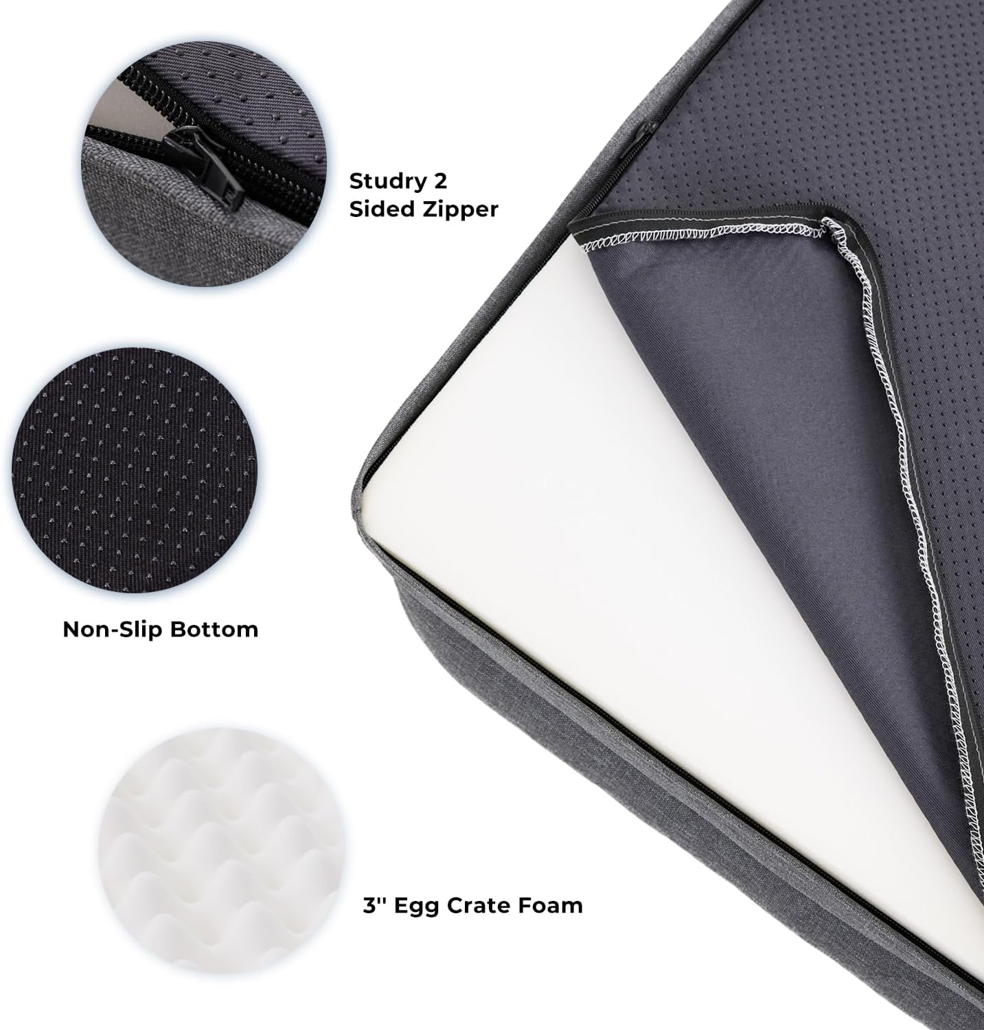 Orthopedic Dog Bed for Medium Size Dogs, Washable Dog Beds with Bolsters, Memory Foam Pet Sofa Bed with Removable Waterproof Cover & Nonskid Bottom, Grey