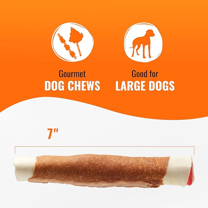 Good ‘n’ Fun Triple Flavor Rolls for Large Dogs, Treat Your Dog to Long-Lasting Chews Made with Beef Hide, Chicken and Artificial Pork Flavor, 6 Count