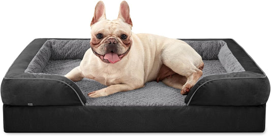 INVENHO Orthopedic Medium Dog Dogs, Egg-Crate Foam Dog Couch with Washable Removable Cover, Waterproof Lining and Nonskid Bottom