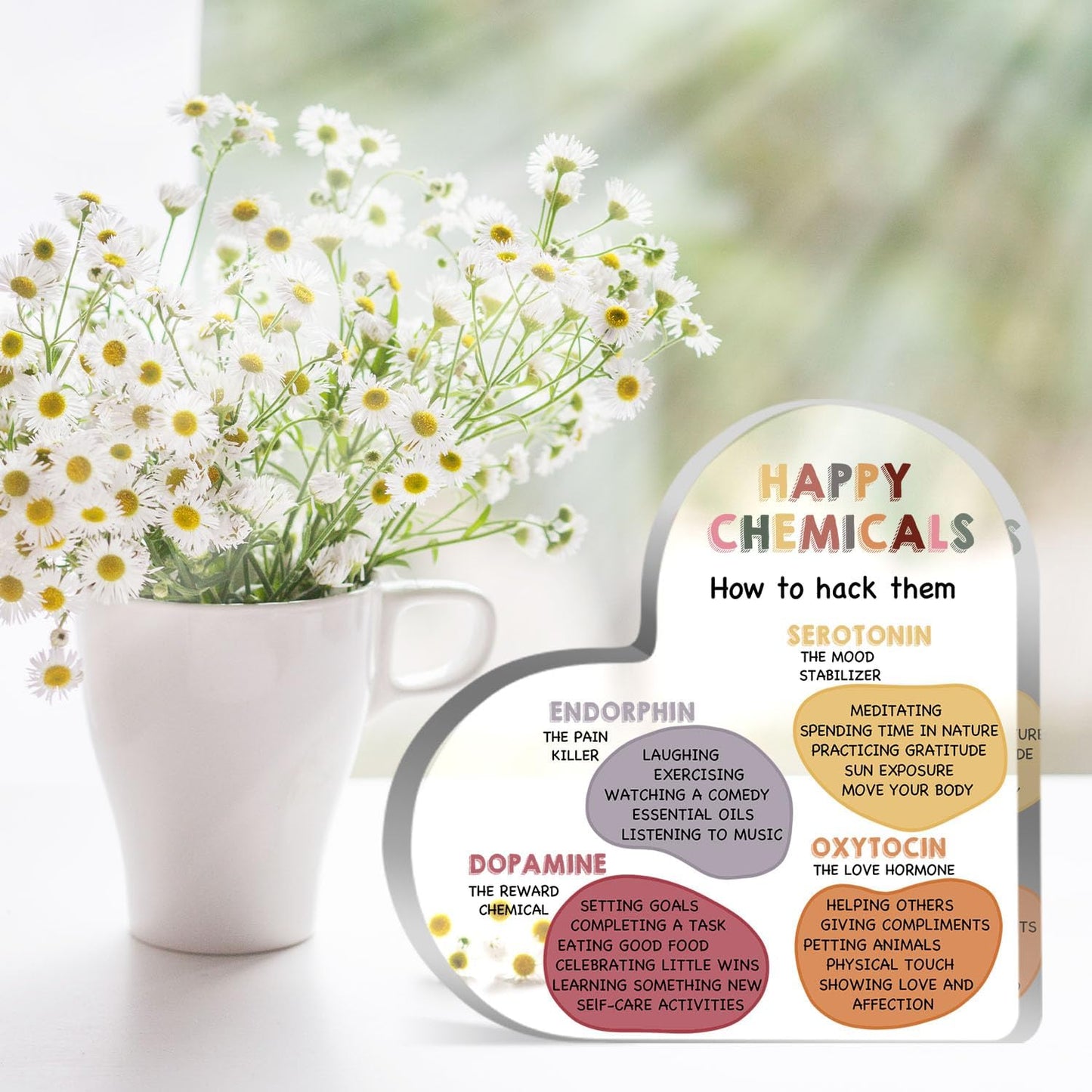 Mental Health Gifts, Therapist Office Desk Plaque, Book Center Classroom Playroom Calming Corner Decorations, Psychology Gifts for Counselor, Happy Chemicals Sign Plaque