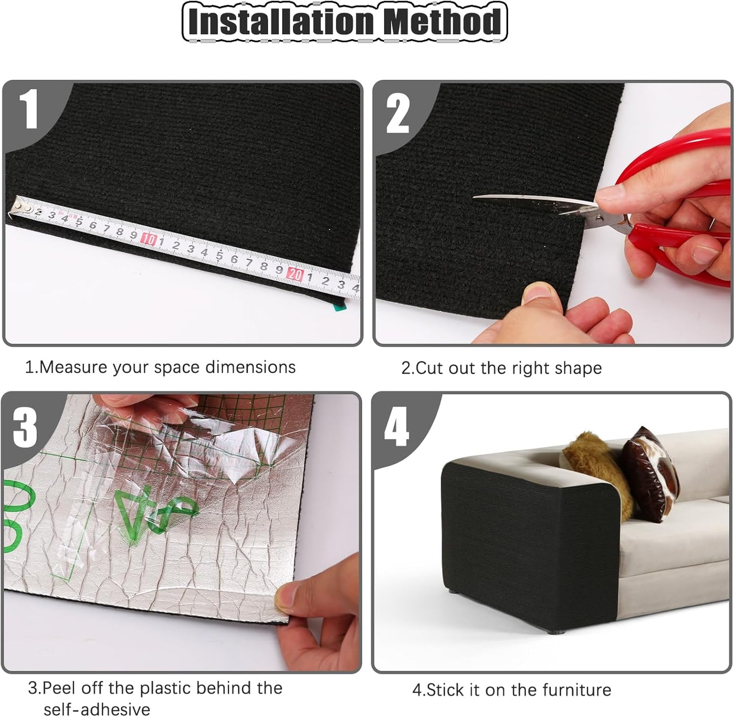 Large 118.1"x15.8" Cat Scratching Mat - Carpet with Self-Adhesive Trimmable-Adhesive Carpet, Cat Scratch Furniture Protector Replacement for Cat Tree Shelf Shelves Couch Furniture DIY Protector