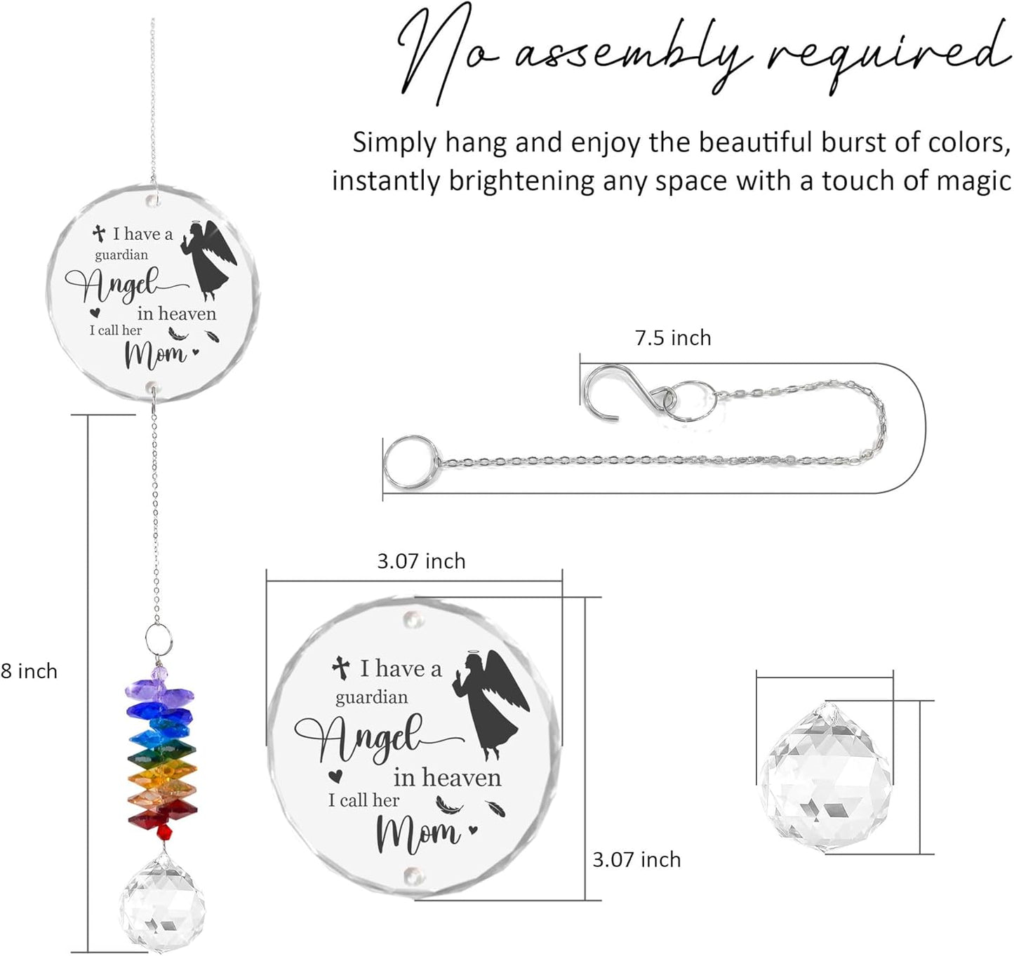 Memorial Suncatcher - Mom Sympathy Mother Loss Sympathy Gift - Rainbow Crystal Prism - Bereavement Keepsake - Mother Tribute Gift - Daily Remembrance