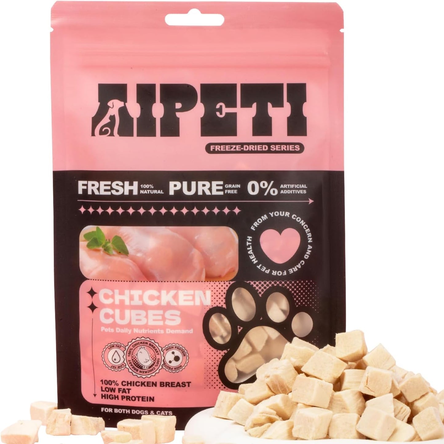 Freeze Dried Chicken Cats & Dogs Treats, Single Ingredient, Premium Quality High Protein Training Treats, Low Fat for Weight Management, Grain Free, Gluten Free, Filler Free