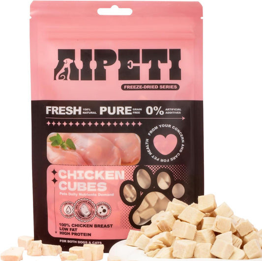 Freeze Dried Chicken Cats & Dogs Treats, Single Ingredient, Premium Quality High Protein Training Treats, Low Fat for Weight Management, Grain Free, Gluten Free, Filler Free