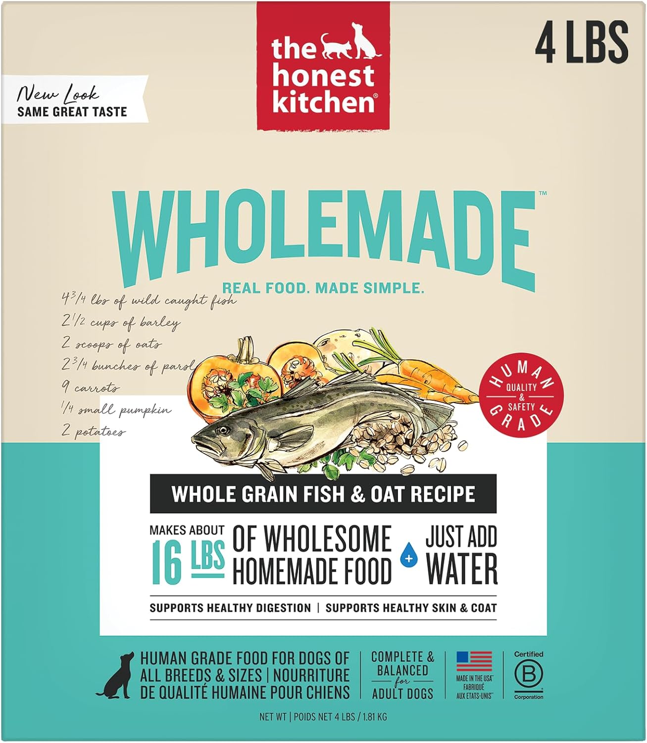 The Honest Kitchen Wholemade™ Whole Grain Fish & Oats Dog Food, 4 lb Box