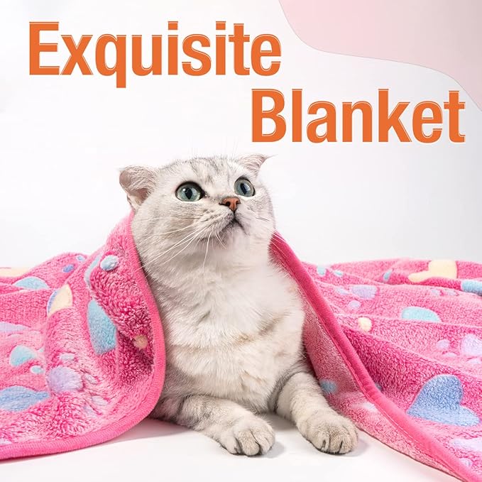 Pet Soft 1 Pack 3 Pet Blankets for Dogs - Fluffy Cats Dogs Blanket for Small Medium & Large Dog, Cute Print Pet Throw Puppy Blankets Fleece (Heart, 3XL)
