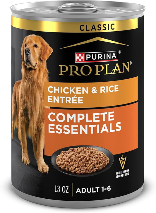 Purina Pro Plan Complete Essentials Classic Pate Dog Food, Chicken and Rice Entrée - (Pack of 12) 13 oz. Cans