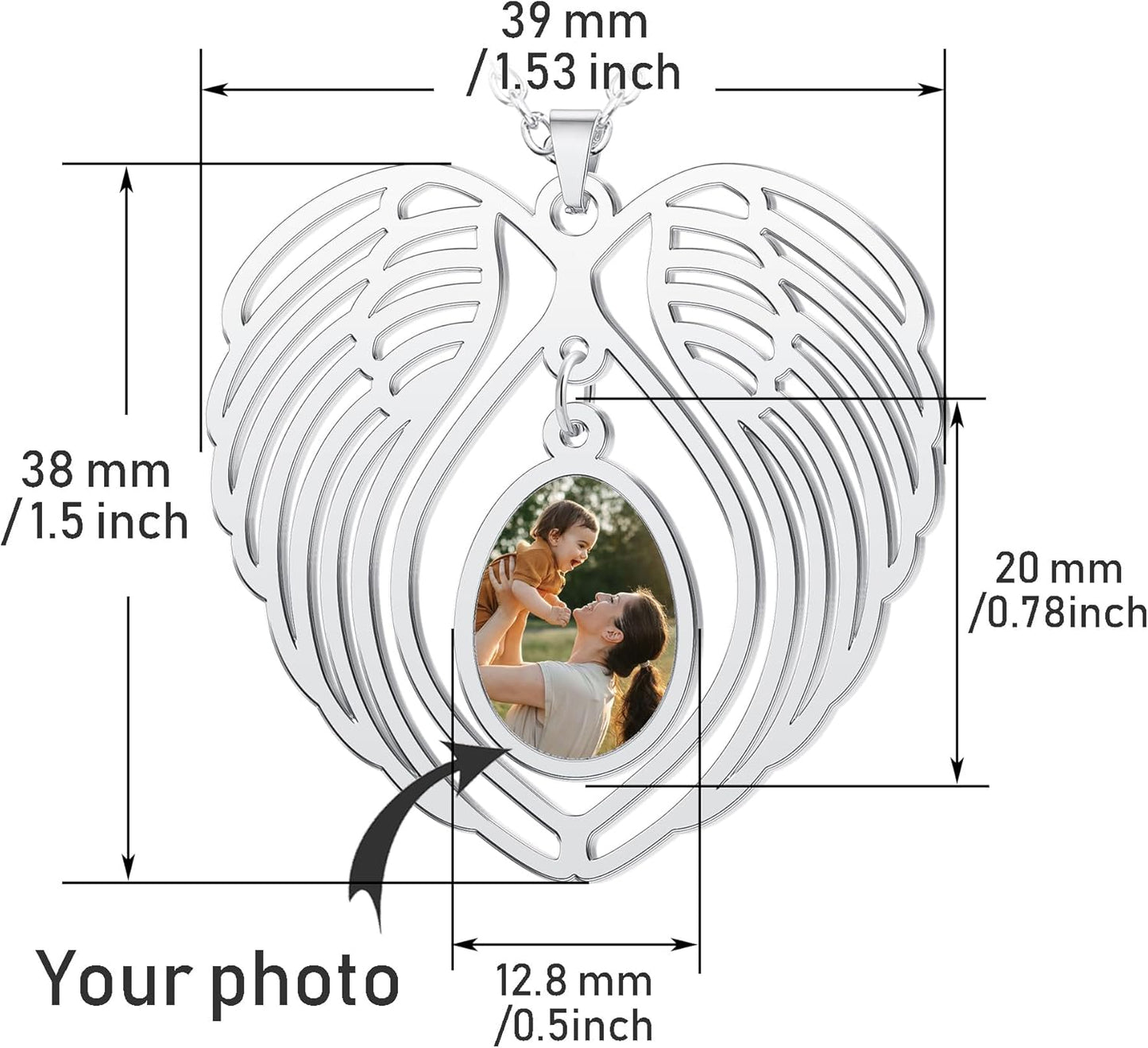 CharmSStory Personalized Photo Necklaces Custom Engraved Name Necklace Memory Keepsake Picture Necklace Pendant Customized Gifts for Women Men