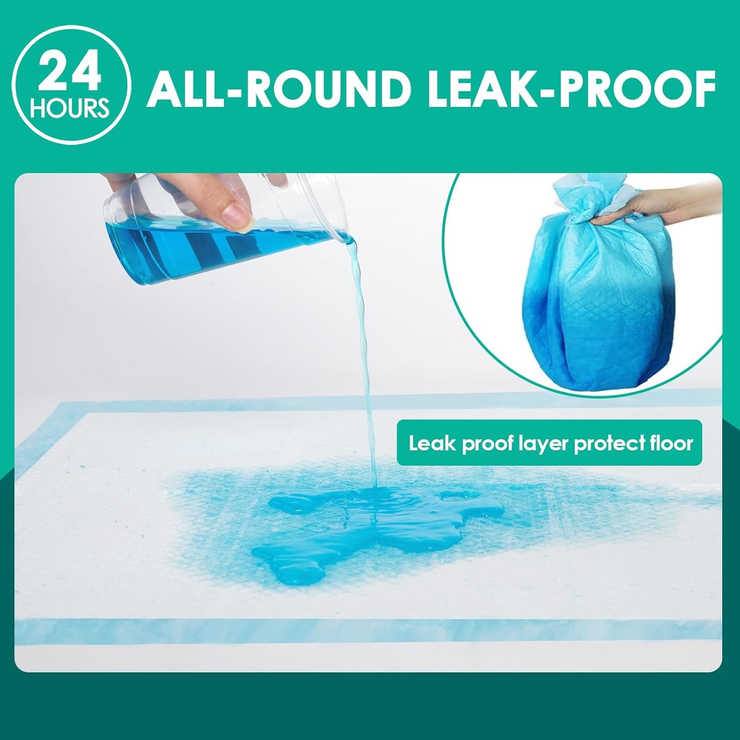 JollyMate Dog Pee Pads Extra Large 28"x34", X-Large Puppy Training Pads with Adhesive Tabs, 6 Layers Thick, Super Absorbent, Leak-Proof, Quick-Dry, Potty Pads for Dogs and Puppies (50, 28*34IN)