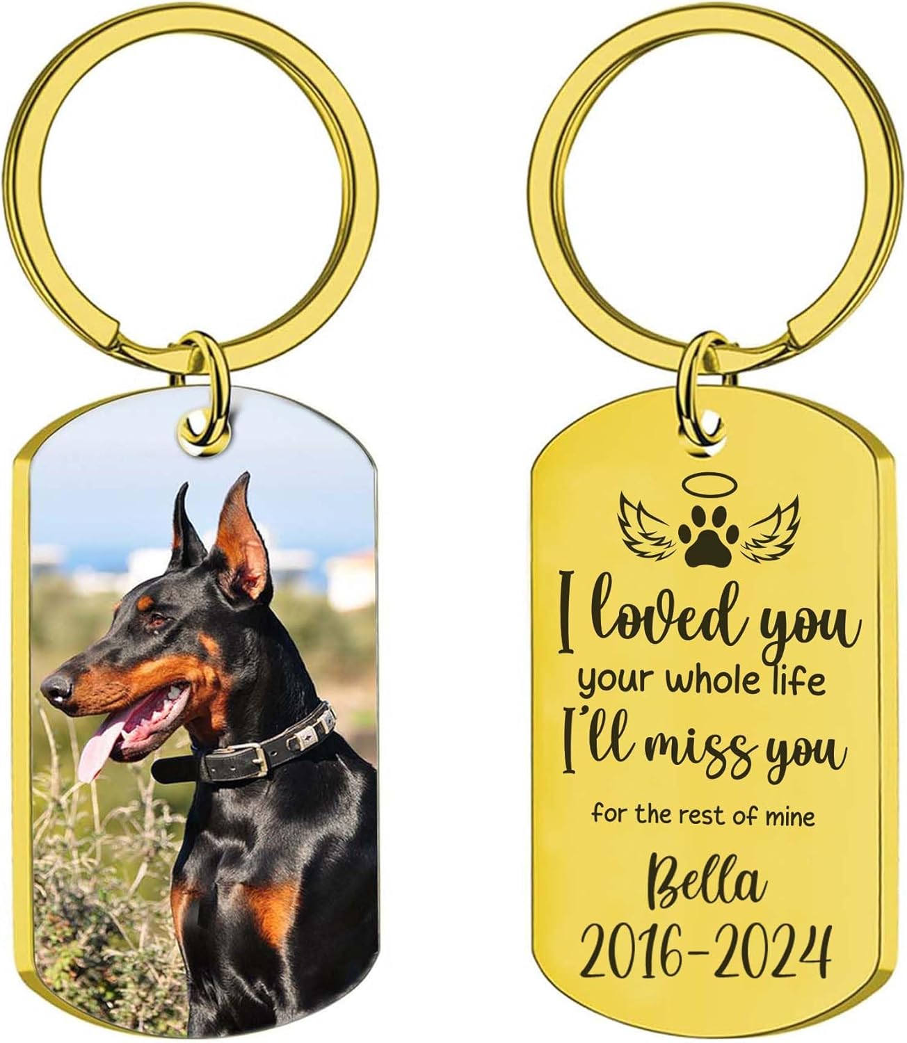 Personalized Pet Memorial Keychain for Loss of Dog Custom Keychain with Dog Picture Customized Sympathy Keyring