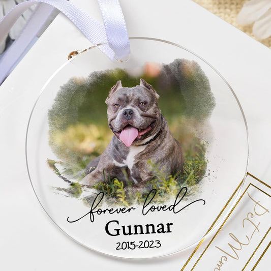 Dog Memorial Christmas Ornaments, Touber Personalized Dog Memorial Ornament, Forever Loved Dog Ornament, Dog Loss Gifts, Dog Memorial Gifts, Loss of Dog Sympathy Gifts - Acrylic