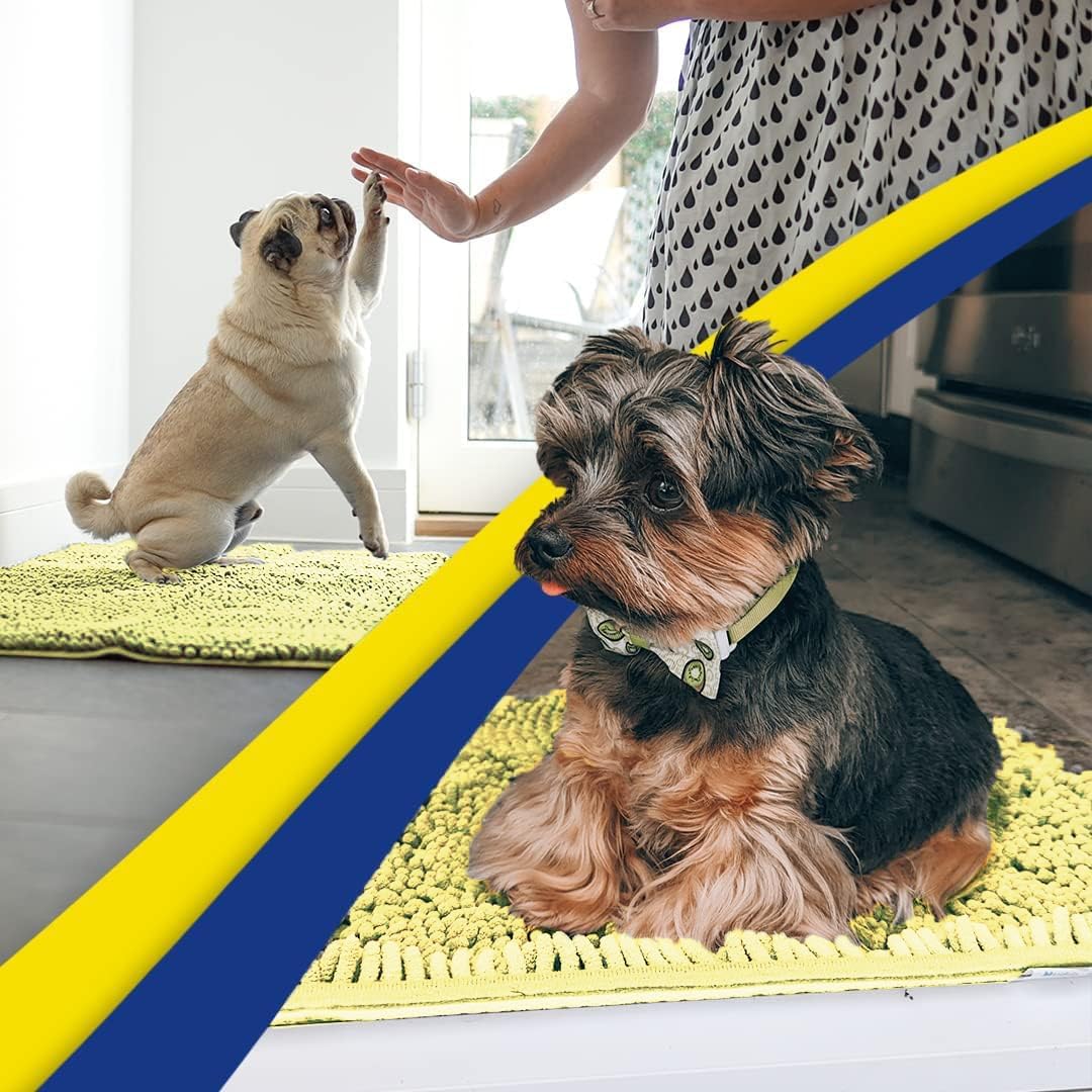Muddy Mat® Shown on TV – Super Absorbent Door Mat Indoor, Microfiber Quick Dry Chenille Entryway Rug, Non-Slip Front Door Mat, Indoor Mats for Entryway, Machine Washable Pet Rug, Yellow 24"x36"