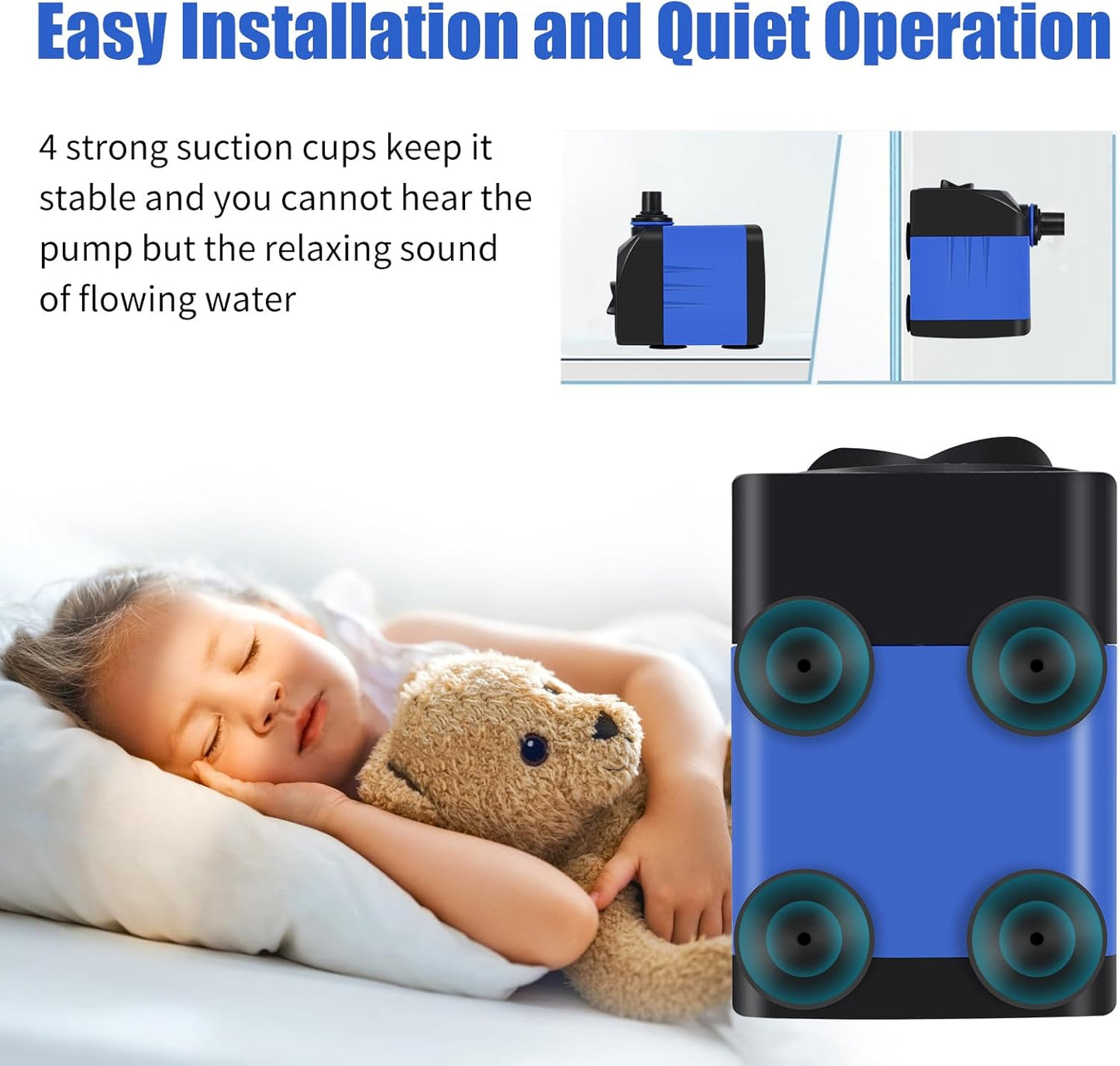 AQUANEAT Small Fountain Pump, 160 GPH Mini Submersible Water Pump with 3.3 ft Tubing, for Aquarium Fish Tank, Pet Water Fountain, Hydroponics, Pond Waterfall