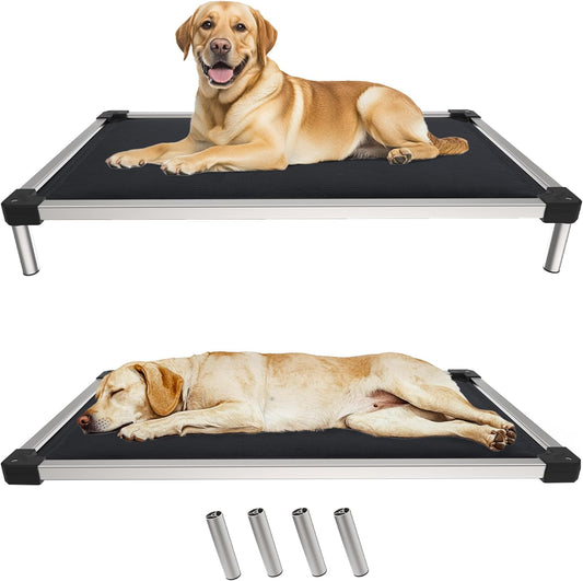 FXW TitanNest Chew-Proof Elevated Dog Bed, Raised Cot for Indoor/Outdoor/Camping Use, Durable & Washable Padded Pet Bed for Extra-Large Dogs, 56.0" L x 31.0" W x 7.3" H, Black