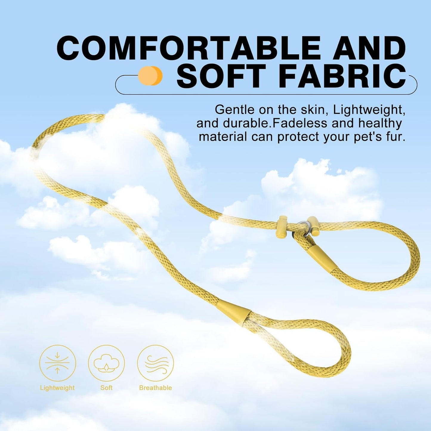 Lynxking Dog Leash Slip Lead Reflective Breathable Rope Comfortable Strong No Pull Slip On Pet Training Lead for Dogs