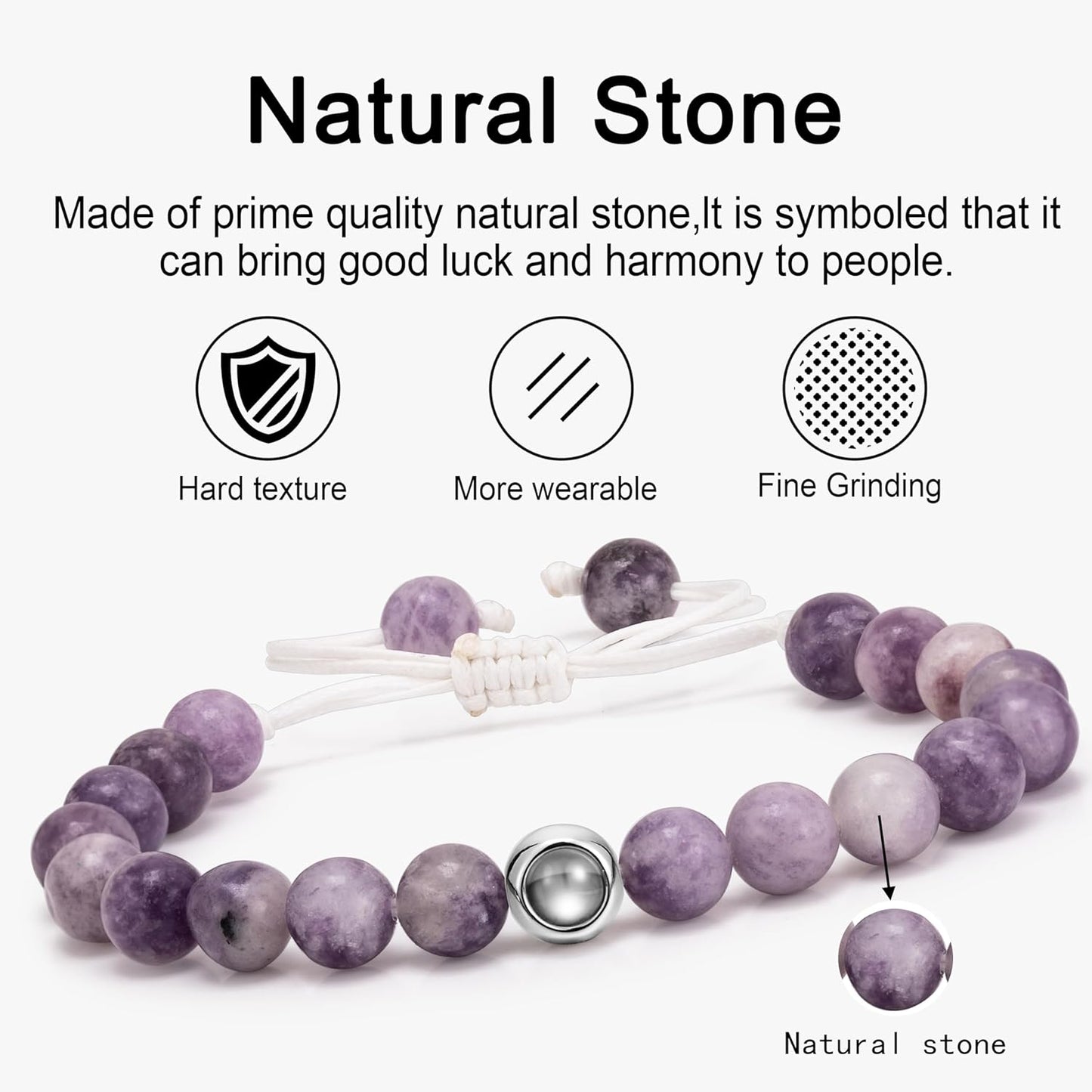 EMIRISTIC Custom Photo Bracelet - Personalized Picture Natural Stone Cuban Chain Bracelet - Any Special Day Gifts