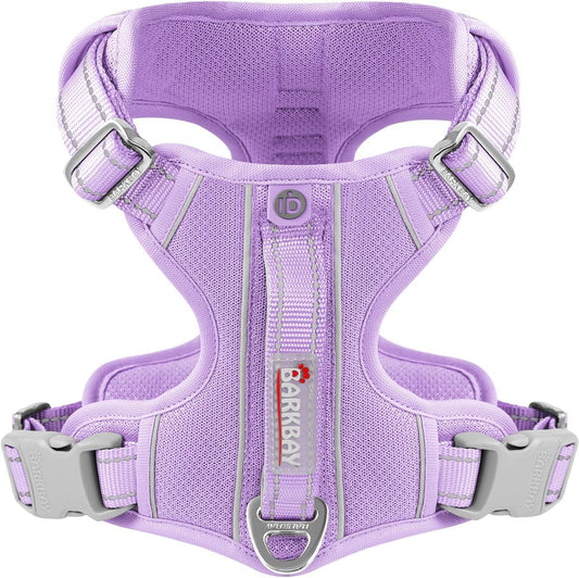 BARKBAY Dog Harness No Pull with ID Tag Pocket - Heavy Duty, Reflective, Easy Control for Large Dogs(Violet Purple,M)