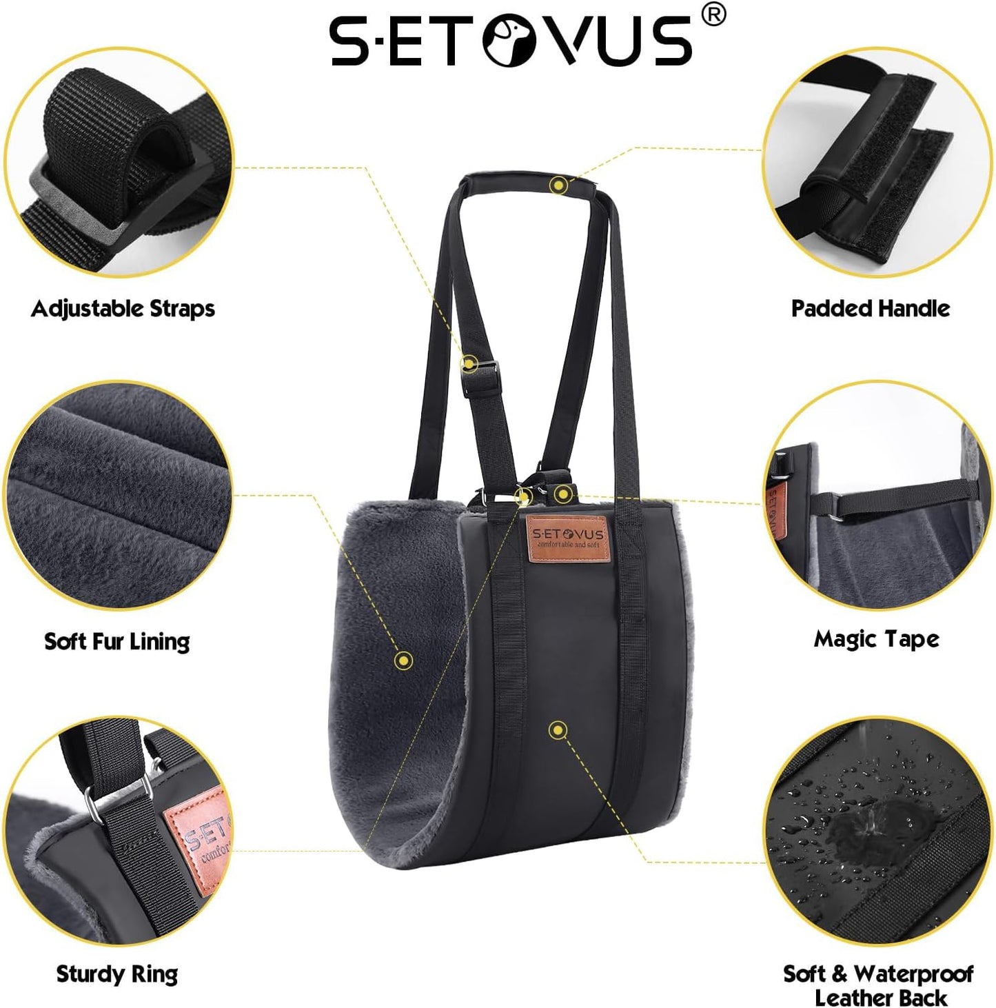 Dog Sling for Large Dogs Hind Leg Support, Magic Tape Dog Lift Harness, Soft Dog Support Harness for Back Legs, Hip Support Harness to Help Senior, Injured, Disabled and After ACL Surgery