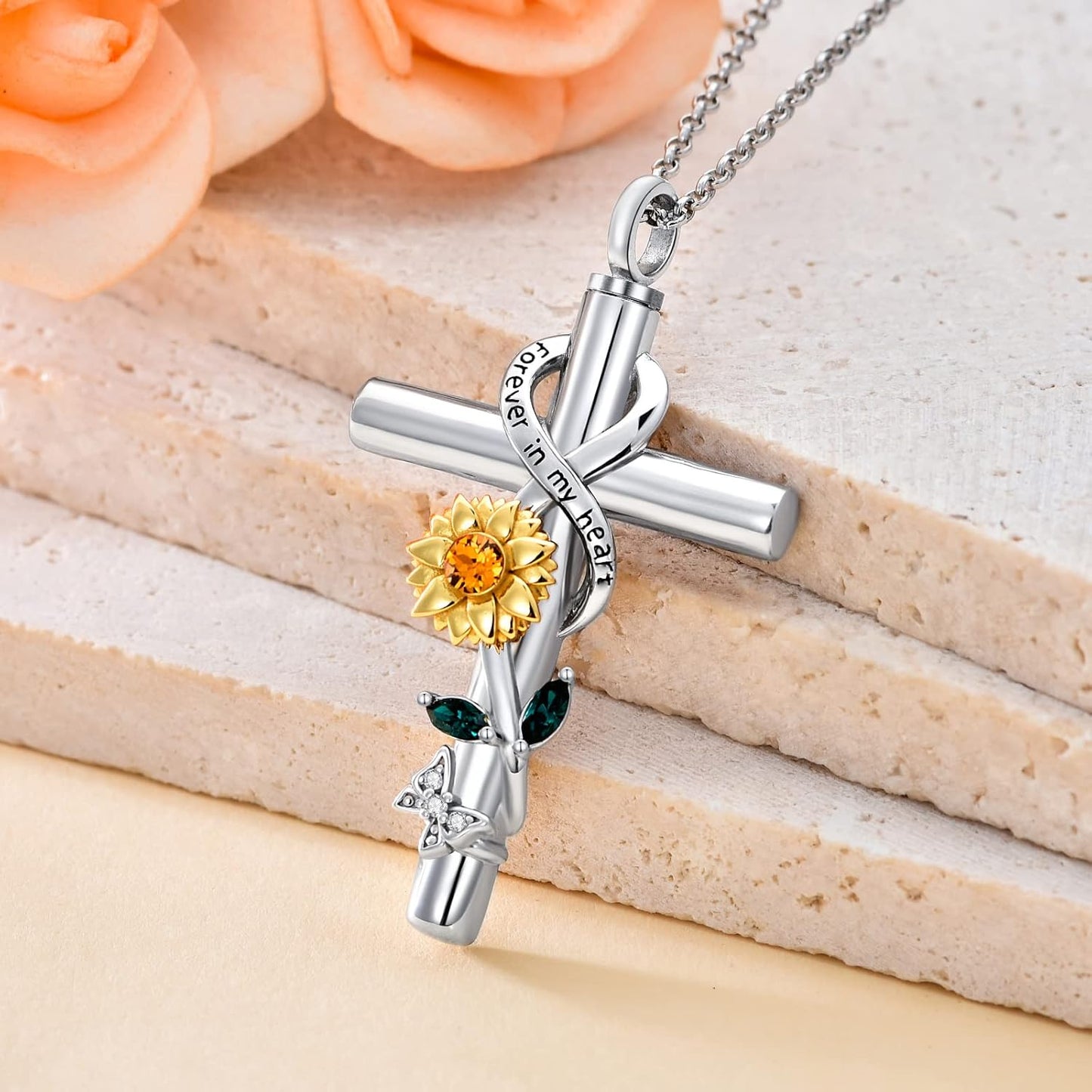 Cross Urn Necklace for Ashes 925 Sterling Silver Cremation Jewelry with Funnel Filler Kit Ashes Necklace for Human Women Girl Pets