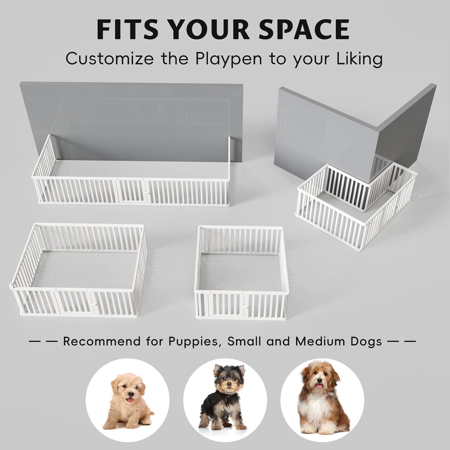 PALOPALO Indoor Outdoor Dog Playpen for Small/Medium Pets | Adjustable Non-Slip Base Puppy & Cat Pen | BPA-Free Plastic Kennel with Easy-Clean Design