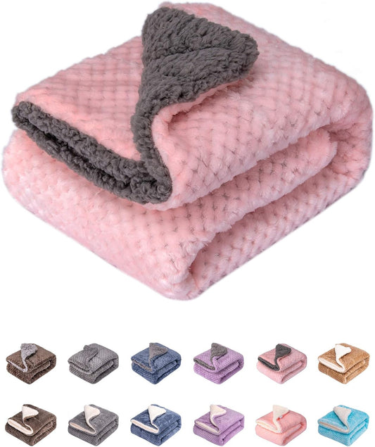 DG Plush Fleece Receiving Blanket for Dog, Cat, Pet - Warm & Soft, Couch, Sofa, Travel & Outdoor, Camping (24" x 32"), Baby Pink