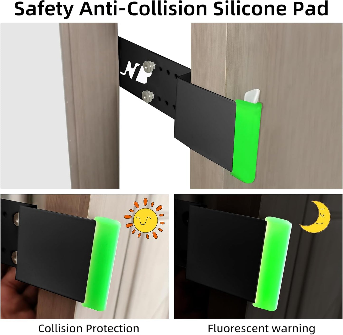 Cat Door Latch, Door Prop for Cats Keep Dogs Out of Cat Feeding Station & Litter Box, Cat Door Stopper with Silicone Anti-Collision Pad, Pet Door Interior Door Alternative, Steel Black 2 Packs