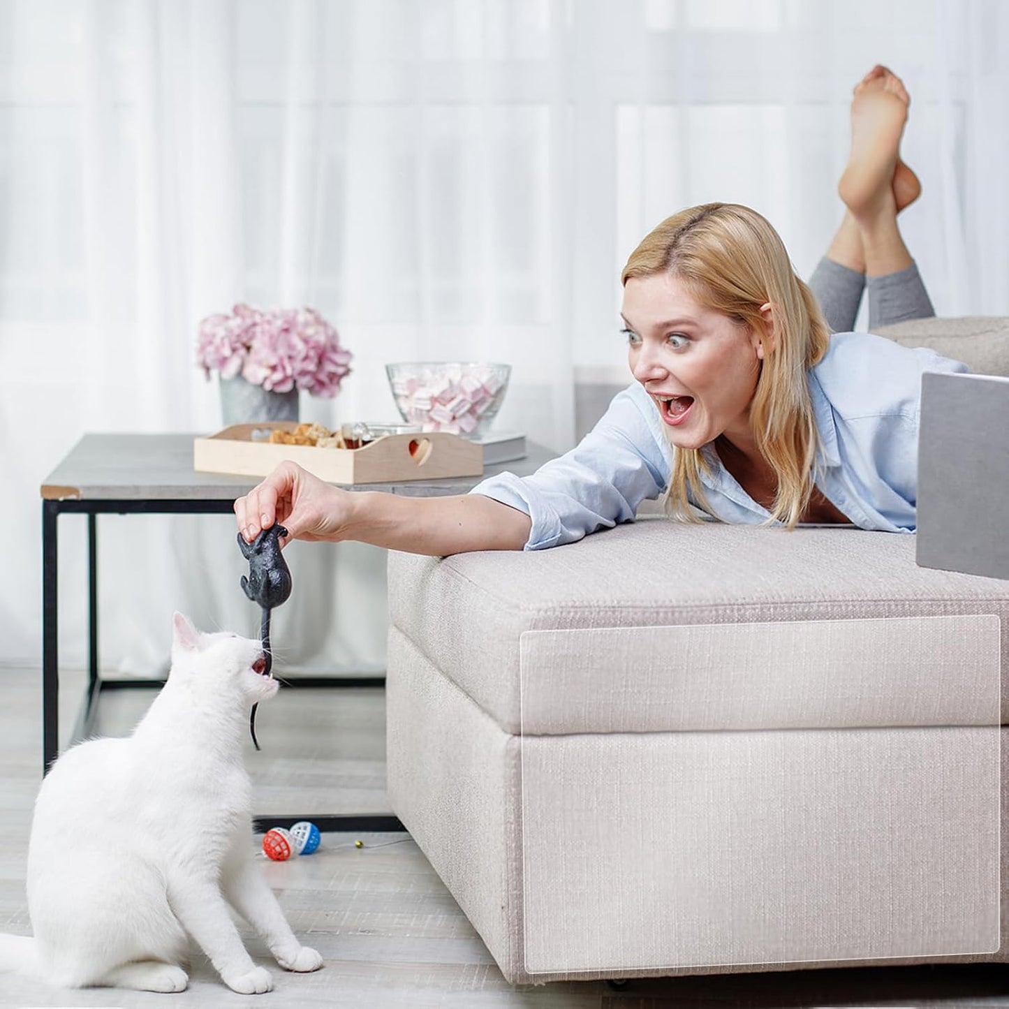 CONLI Anti Cat Scratch Furniture Protector,196.8x11.8 inch Large Roll,Thicken Viny One Side Adhesive Tape,No Residue, Suitable for Fabric Sofa Corner Protectors,Doors,Cabinet Corners,Bed Edge