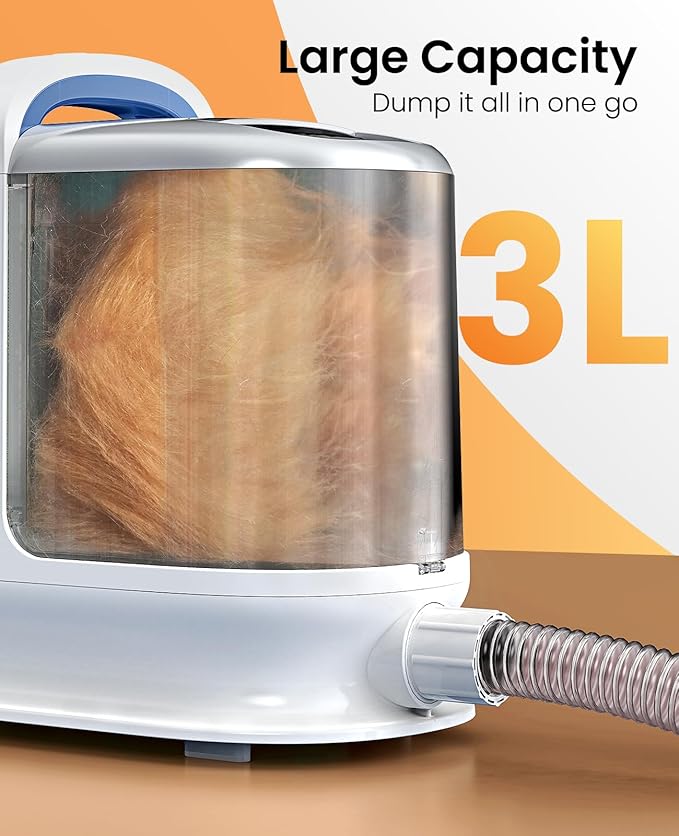 oneisall Dog Grooming Vacuum, 13000Pa Powerful 3L Dust Cup Pet Grooming Vacuum with Dog Clippers & Shedding Brush 7 Dog Grooming Kit, 3L Dust Cup, Super Quiet, 3 Suction Levels, BM3