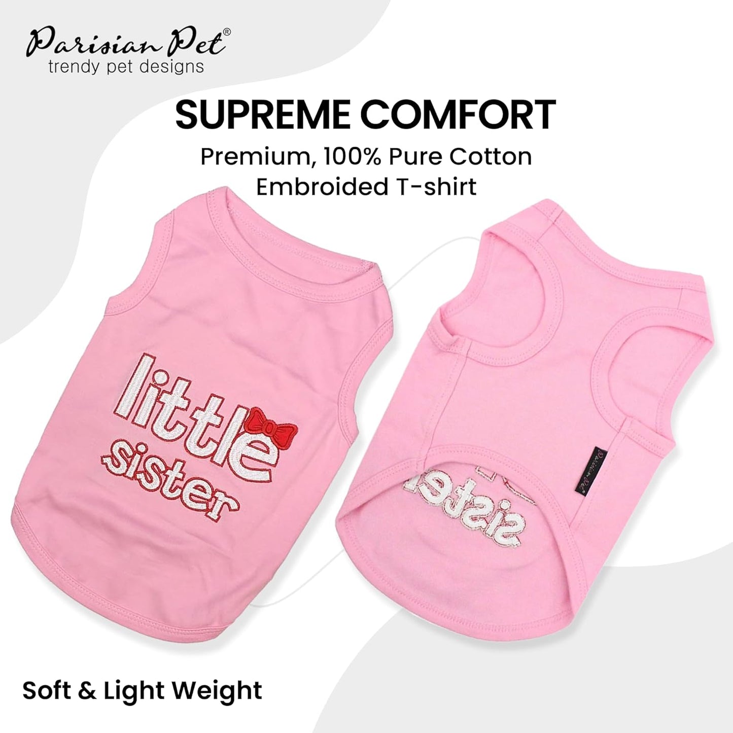 Parisian Pet Dog Cat Clothes Tee Shirts Little Sister T-Shirt, XL