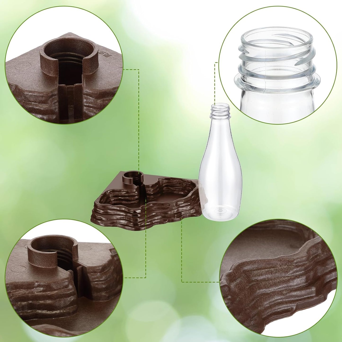 Mumufy 2 Pack Reptile Water Feeder Automatic Water Dispenser Waterer 13.5Oz Feeding Accessories Tank Lizards Waterer for Bearded Dragon Terrarium Turtle Tank Feeding Geckos Frog (Brown)