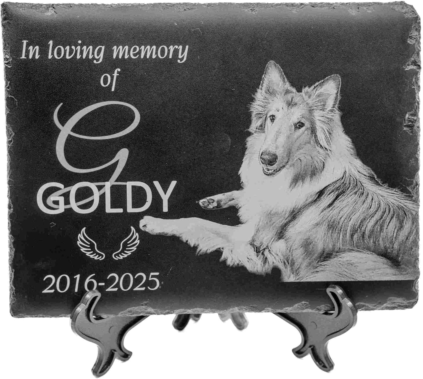 lemuria Pet Memorial Stone Dog Memorial Gifts for Loss of Dog Pet Loss Sympathy Gift Slate Grave Marker or Dog Headstone Indoor/Outdoor Rainbow Bridge Tribute for Dogs and Cats (8x6 inches)