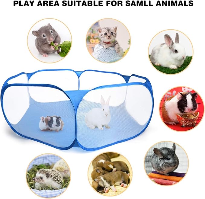 Guinea Pig Cage Rabbit Cage Indoor with Mat Playpen Perfect Size for Small Animal Pet Play Pen Easy to Clean Exercise Yard Fence Portable Tent for Hamsters, Chinchillas, Hedgehog, Puppy, Cats
