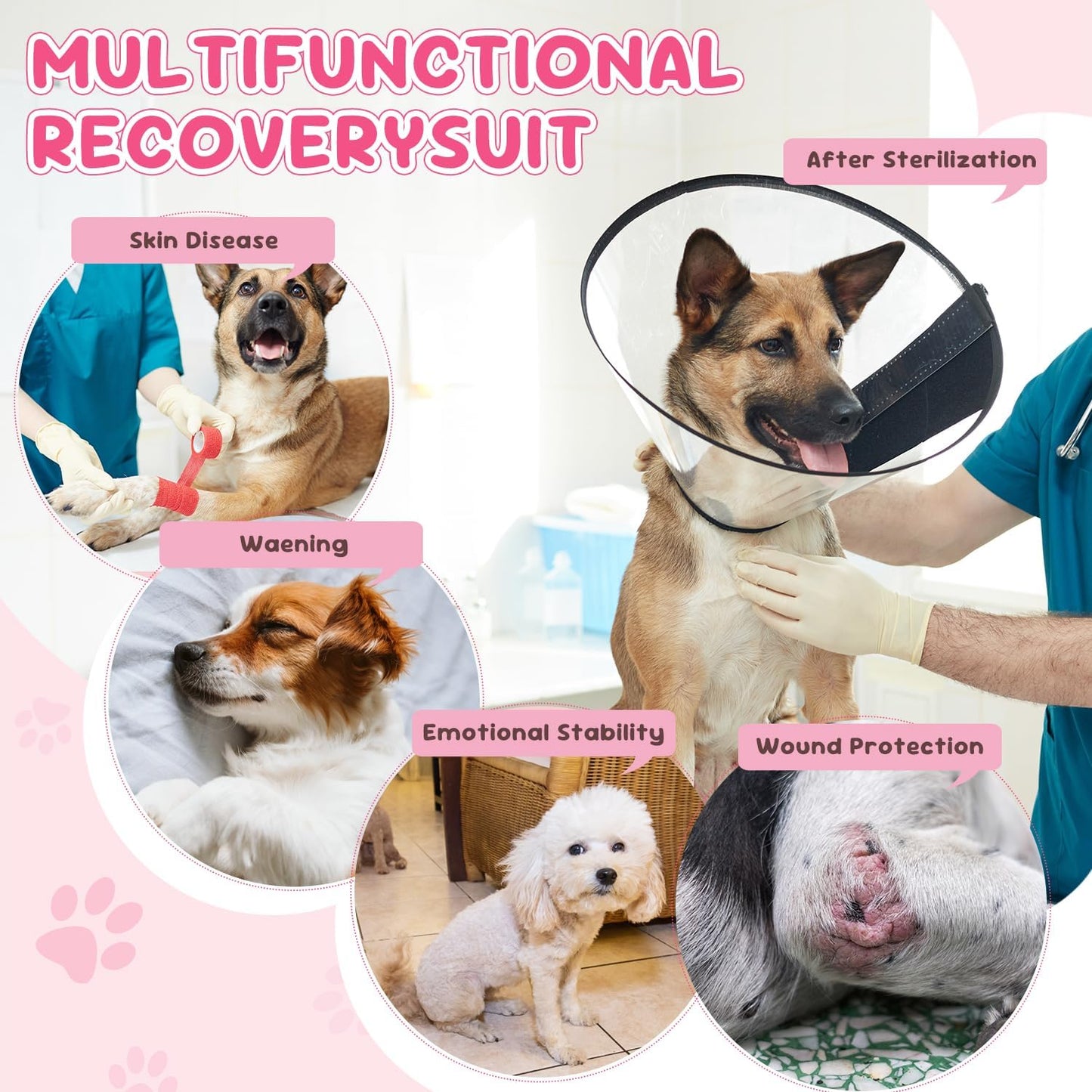 Lukovee Dogs Recovery Suit - Adjustable Dog Onesie for Female Male Dogs, Breathable Anti Licking Cone Alternative Surgery Pet Surgical Body Suit After Spay Abdominal Wounds Neuter (S, Pink Tie-dye)