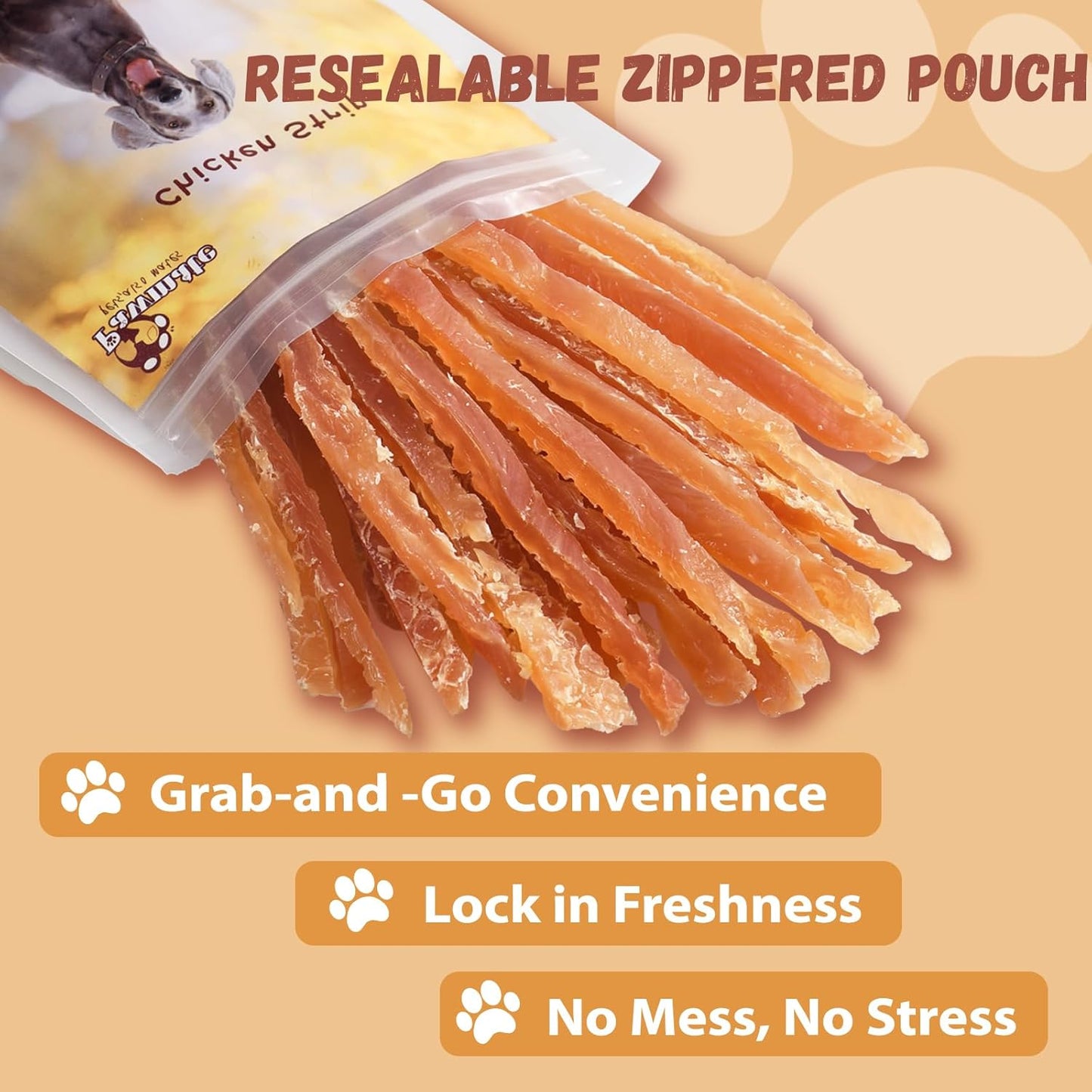 Chicken Jerky Strips Dog Treats, Natural Dehydrated Chicken Snacks w/Taurine, Soft & Chewy Training Treats for Small Medium Large Dogs, Rawhide-Free, Grain-Free, 10.6 oz