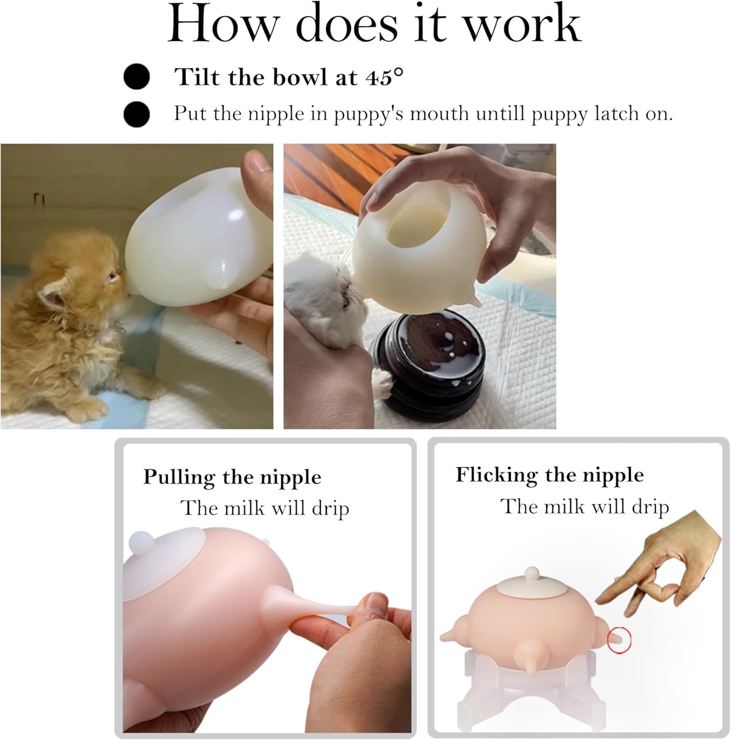 Doggiema Puppy Feeder Puppy Milk Feeder Puppy Nursing Station Puppy feeders for Multiple Puppies Puppy Milk replacer Dongdong pet S Size 150ml (Kitten/Mini Puppy)