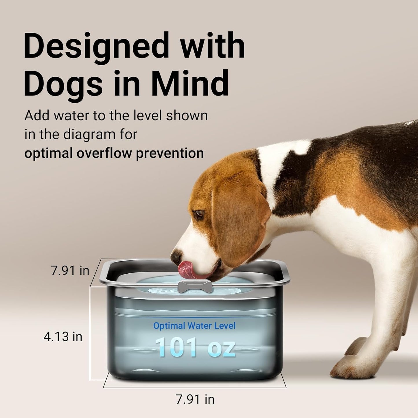 DownyPaws No Spill Water Bowl for Dogs,101oz/3L Slobber Stopper Stainless Steel, Slow Drinking Dog Water Bowl, No Mess Dog Water Dispenser Spill Proof, Dishwasher Safe, Black