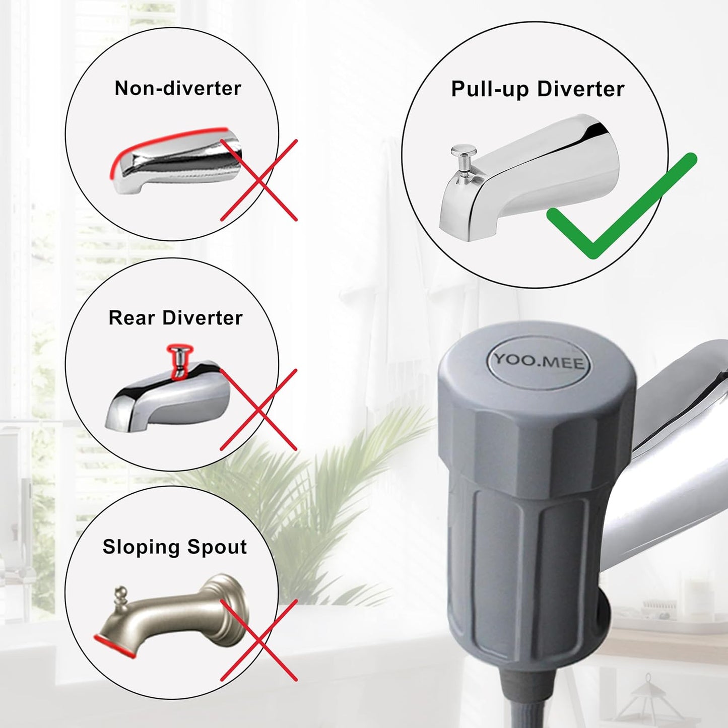 Pets Shower Attachment, Quick Connect on Tub Spout w/Front Diverter, Ideal for Washing Pets and Cleaning Tub, Portable and Convenience