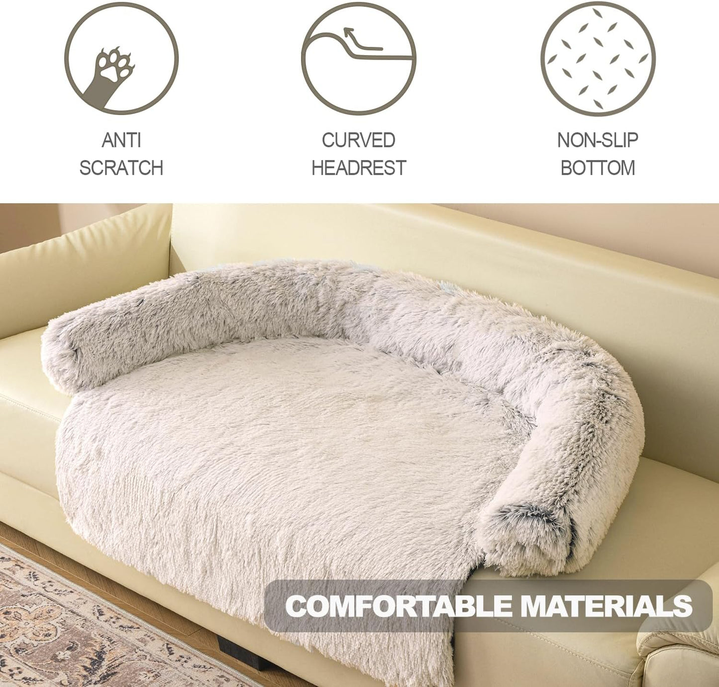 Calming Dogs/Cats Bed Mats, Dog Pad Washable Removable Couch Cover, Plush Long Fur Mat for Pets, Waterproof Lining, Perfect for Small, Medium and Large Dogs and Cats (Gradient Brown, 34"x30")