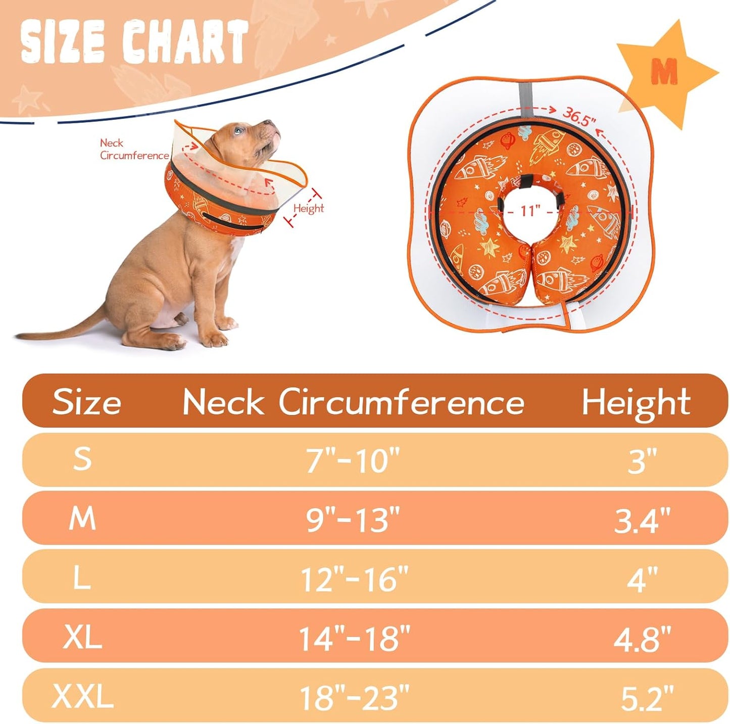 Elevated Inflatable Dog Cone Collar to Stop Licking, Doggie Donut Collar After Surgery, Soft Dog Cone Alternative for Small Medium Large Dogs