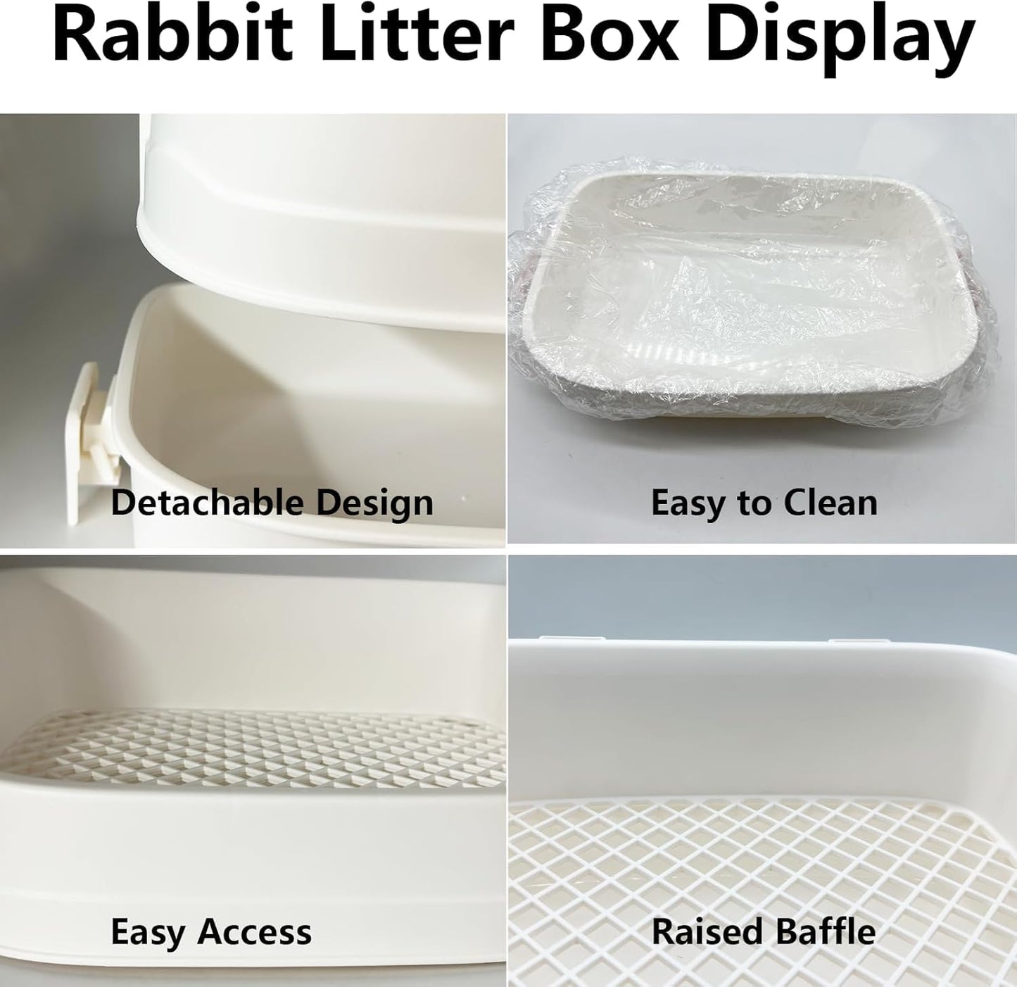 Tfwadmx Rabbit Litter Box Bunny Potty Training Litter Boxes Guinea Pig Corner Bedding Box Small Animal Toilet for Ferret,Chinchilla,Galesaur(White)