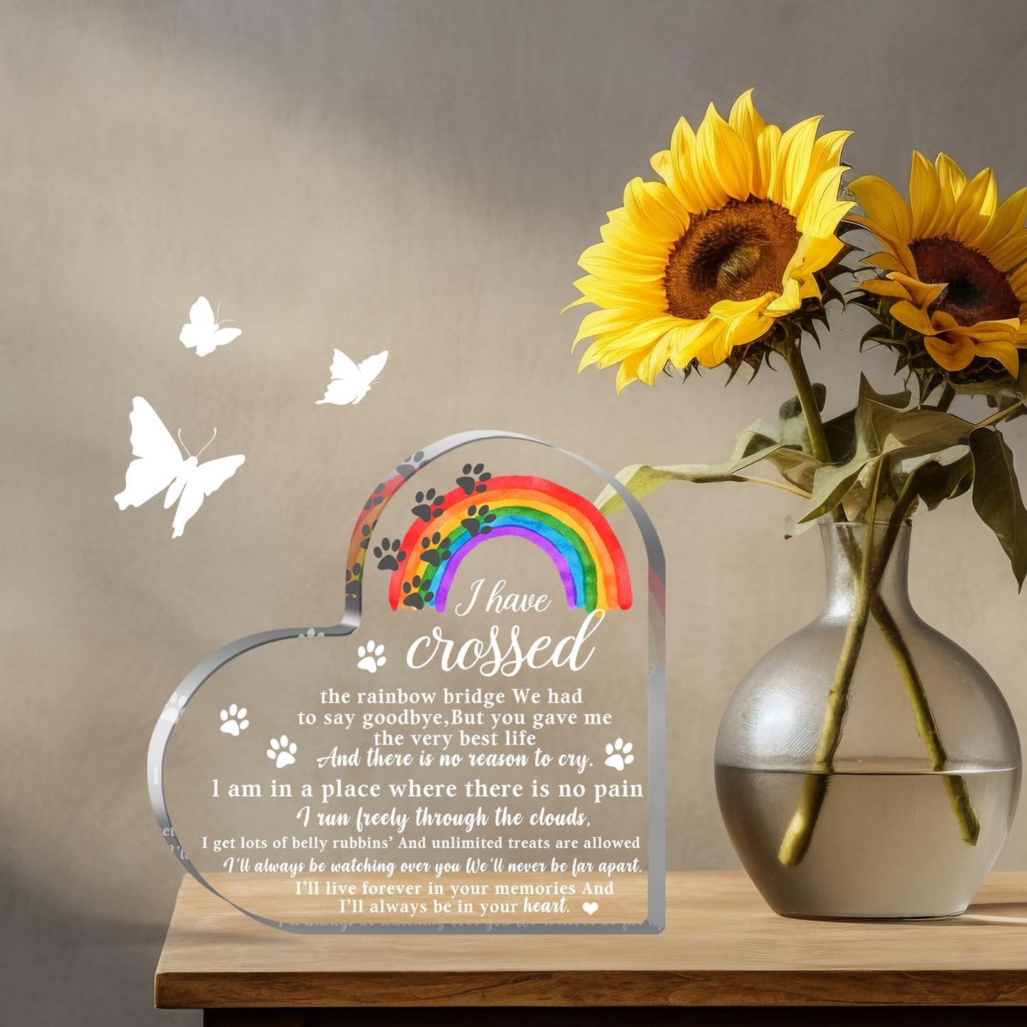 Pet Memorial Gifts, Sympathy Gifts for Loss of Dog Cat, Pet Sympathy Gifts, Pet Memorial Acrylic Rainbow Bridge Decorations, Bereavement Gifts for Loss Pet, Condolences Gifts for Pet Loss Remembrance
