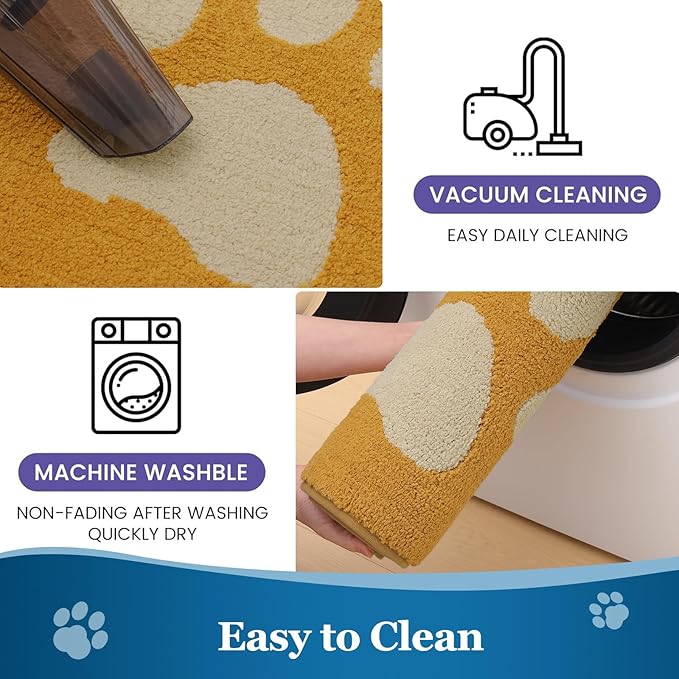 Buganda Dog Door Mat for Muddy Paws, Absorbent Dirt Trapper Washable Indoor Doormats, Non Slip Low-Profile Mud Mat for Dogs, Front Entrance Doormat for Inside Floor (30x20 Inches, Yellow)