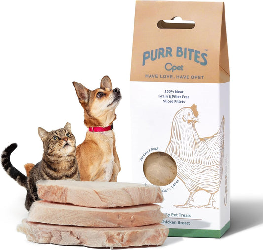 OPET Freeze Dried Chicken Cat Treats, Single Ingredient Grain Free High Protein Pet Food for Cats and Dogs, Healthy Training Snacks, Freeze Dried Cat Food (Chicken Breast, 1.48 Ounce)
