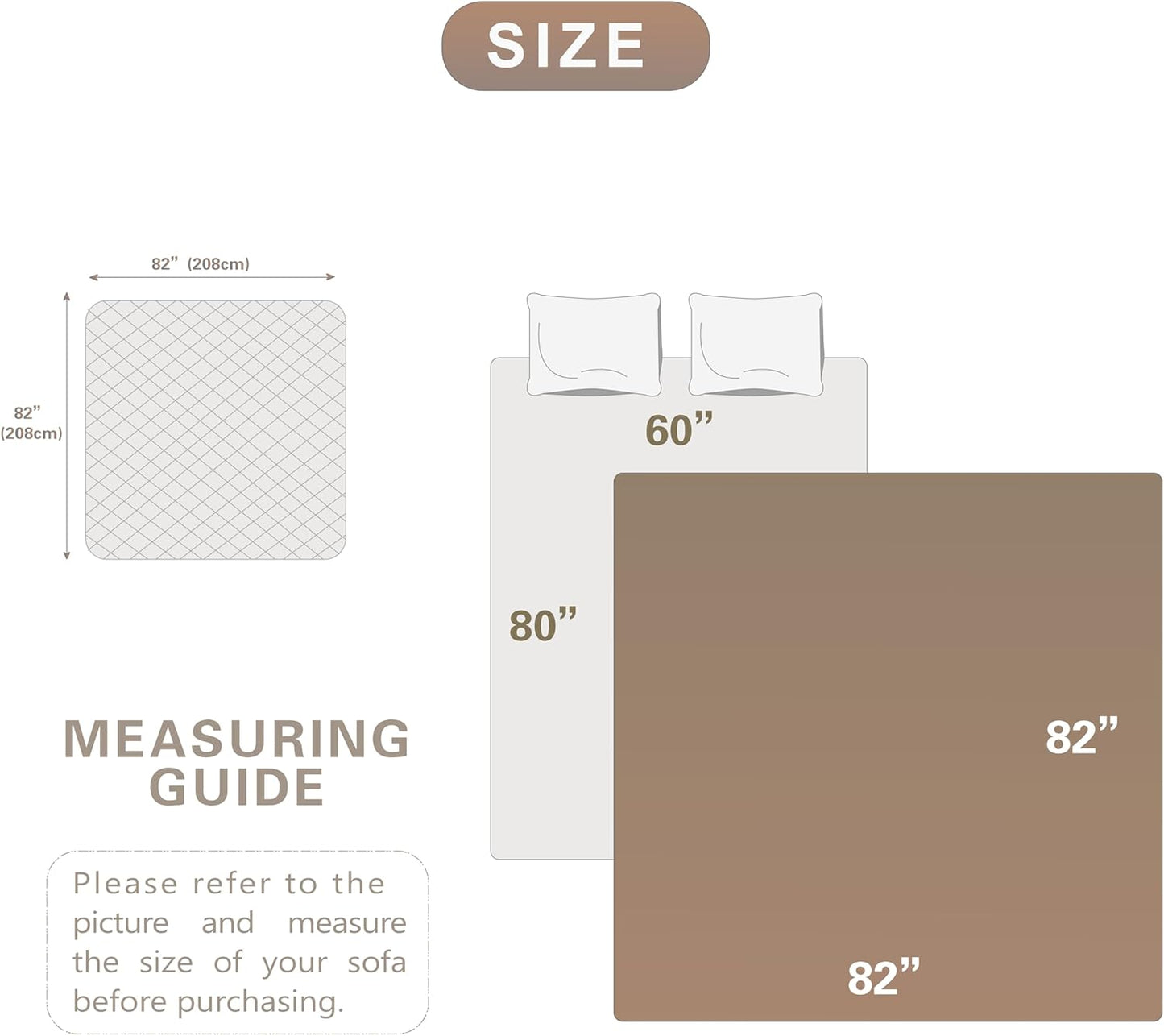 Dogs/Cats Bed Mats, Dog Pad Washable Removable Couch Cover with Anti-Slip Back, Plush Long Fur Mat, Perfect for Small, Medium and Large Dogs.(Brown, 82"x82")