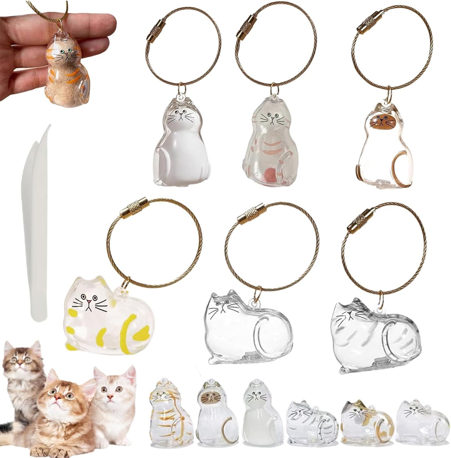 Cat Hair Storage Keychain – Memorial Gift for Pet Lovers, Transparent Cat Hair Storage Bottle Pendant